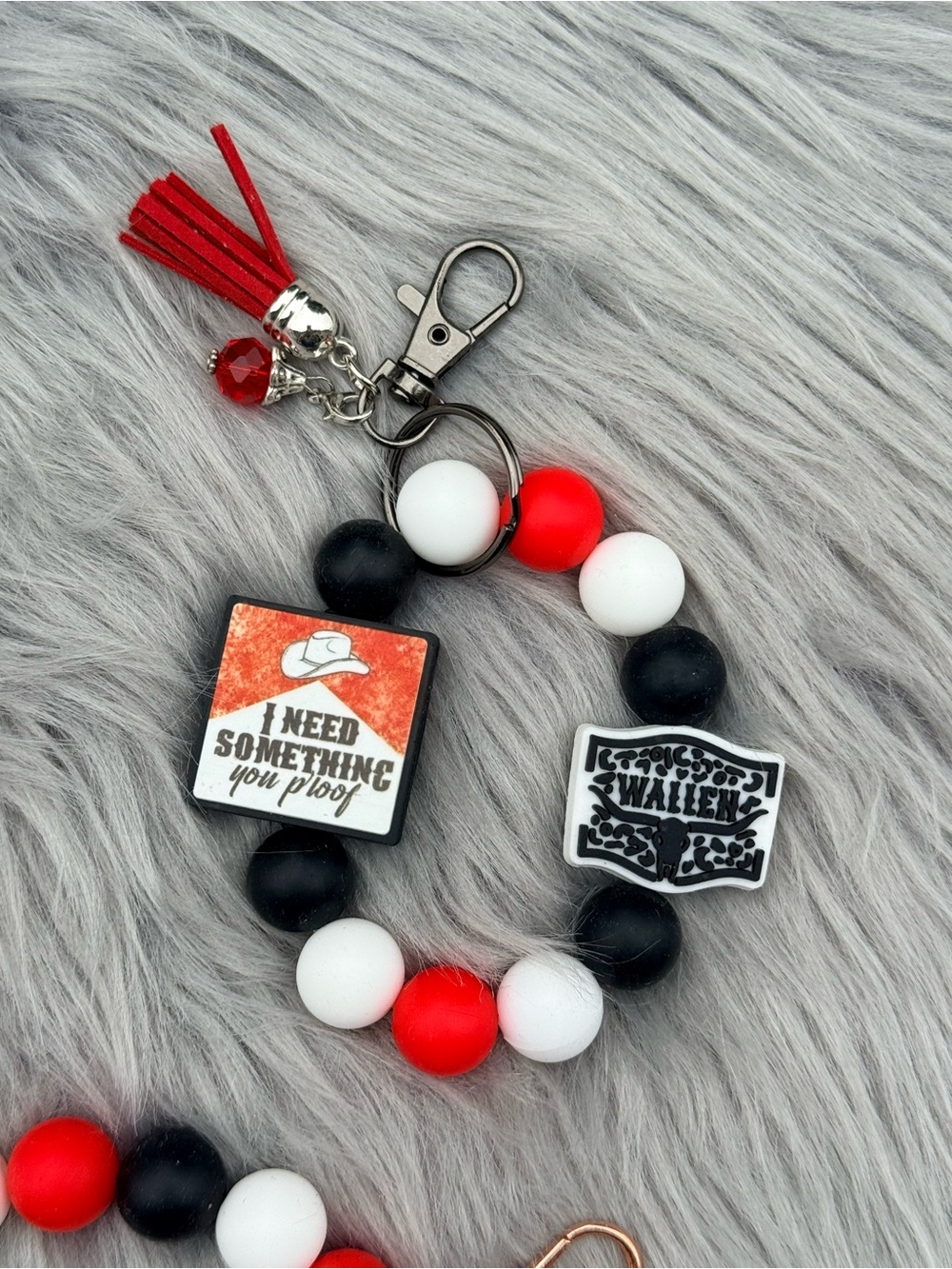 Morgan Wallen Silicone Bead Wristlet Keychain